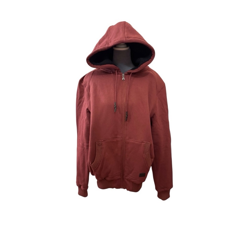 Buffalo David Bitton Red Zip Up fleece lined hoodie jacket maroon